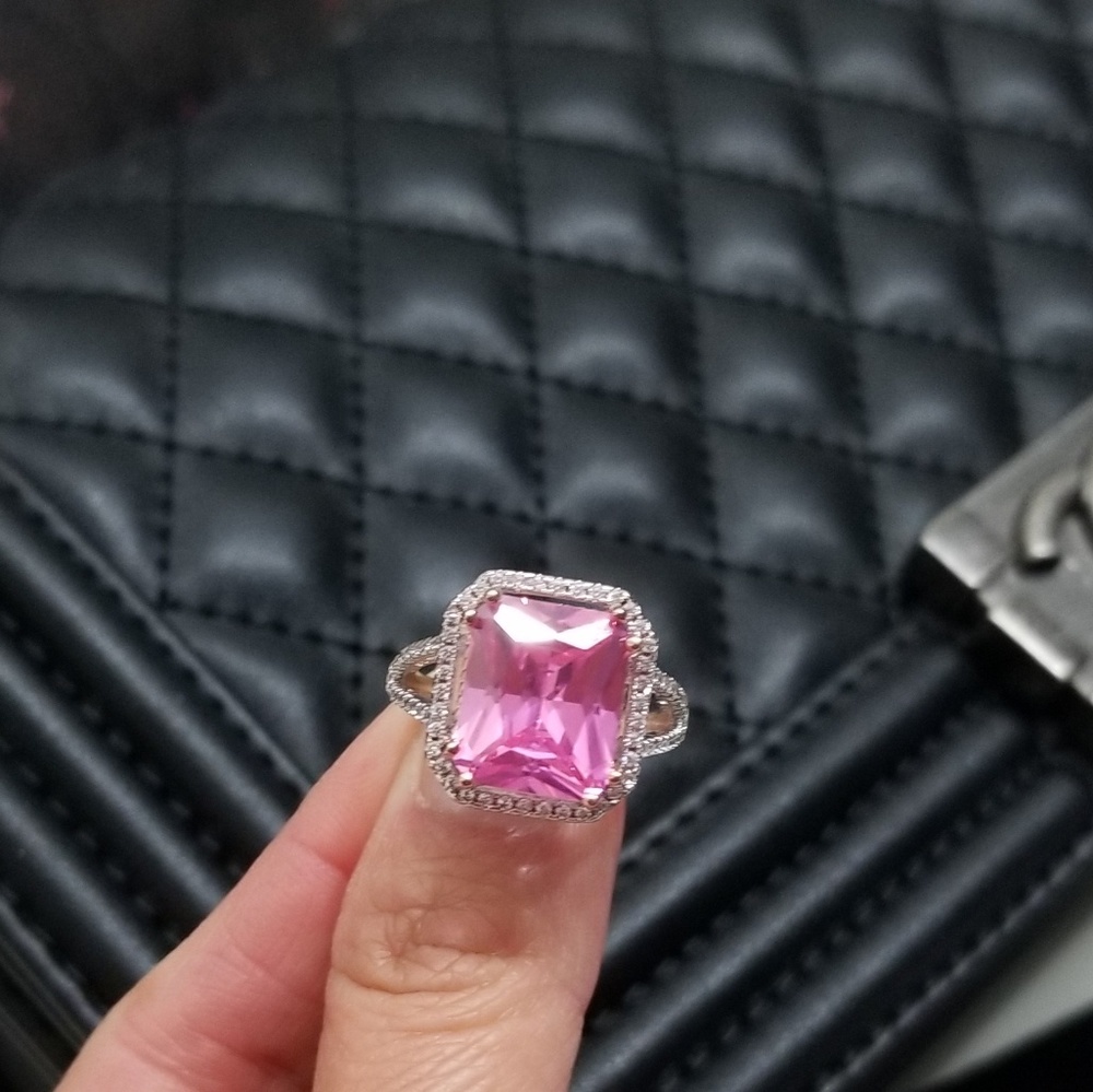🔥LAST 1🔥NEW PRINCESS CUT SIMULATED PINK SPINEL RING - Picture 6 of 12
